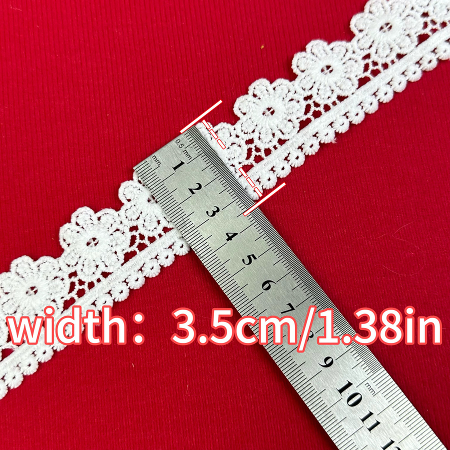 Bestickter Gänseblümchen-Spitzenbesatz in Weiß, Breite: 3,5 cm, 15 Yards für Nähen und Basteln - Bild 4