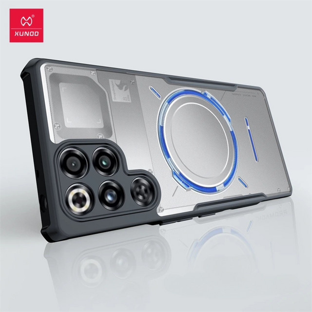 Xundd Schutzhülle für Nubia Red Magic 11 Pro und Red Magic 11 Pro Plus, stoßfeste Airbag-Hülle mit Kameraschutz, transparent mit schwarzen Streifen - Bild 1