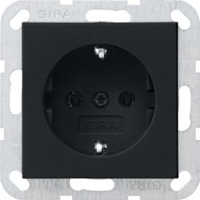 Gira Schuko-Steckdose 16 A 250 V in Schwarz ohne Krallen - Bild 1