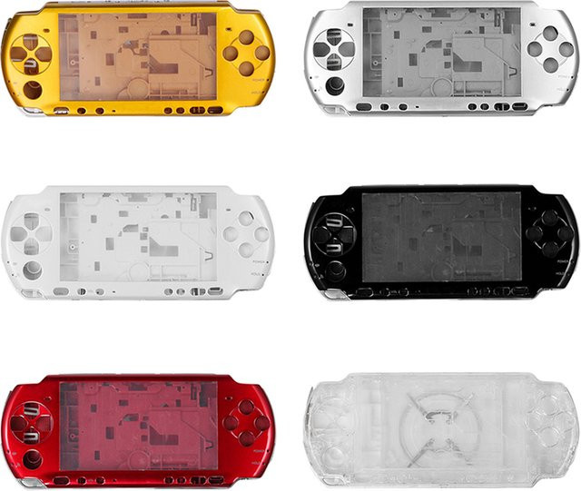 VODOOL Schutzhülle für PSP3000 Spielekonsole mit vorderer und hinterer Gehäuseschale sowie Tasten-Set in Transparent Retro-Design - Bild 1