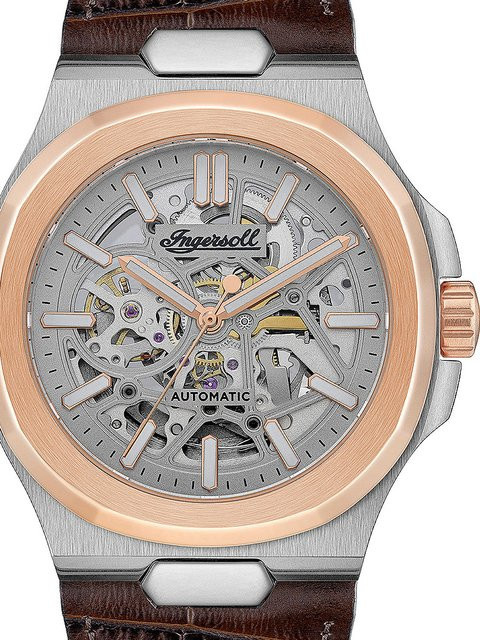 Ingersoll Automatik Herrenuhr, Edelstahl, Leder, 44 mm, Silber, 5 ATM - Bild 1