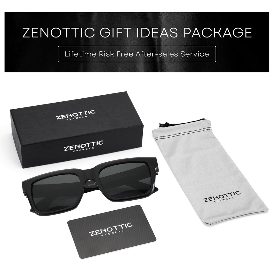 ZENOTTIC Sonnenbrille, quadratisch, Vollrand, Kunststoff, Unisex, schwarz, polarisiert - Bild 4