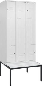 C+P Z-Spind Classic PLUS Sitzbank mit 6 Fächern und Zylinderschloss, Kunststoff-Sitzfläche, B/T/H: 212,0 x 90,0 x 81,5 cm - Bild 1