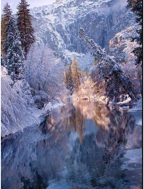 FIYO 5D DIY Diamant Stickerei Landschaft Wasserfall und Berge in Terra, B/H: 20 x 30 cm - Bild 1