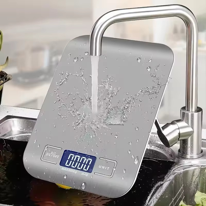 Digitale Küchenwaage Kitchya in Silber mit Edelstahlplatte und LED-Anzeige, Tragkraft bis 10 kg mit 1 g Genauigkeit - Bild 4