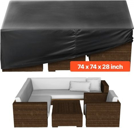 VEVOR Schutzhülle für Terrassenmöbel aus wasserabweisendem Oxford-Gewebe, quadratische Tischabdeckung mit Belüftung, Schwarz, B/T/H: 188 x 188 x 71 cm