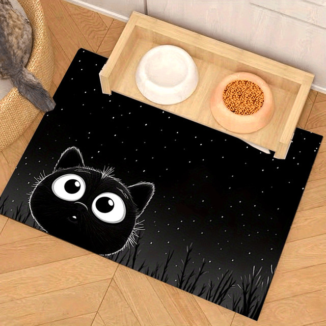 VIKAMA Hundefuttermatte in Schwarz, rutschfeste und wasserabsorbierende Bodenmatte für Futter und Wasser, B/T: 40 x 40 cm - Bild 1