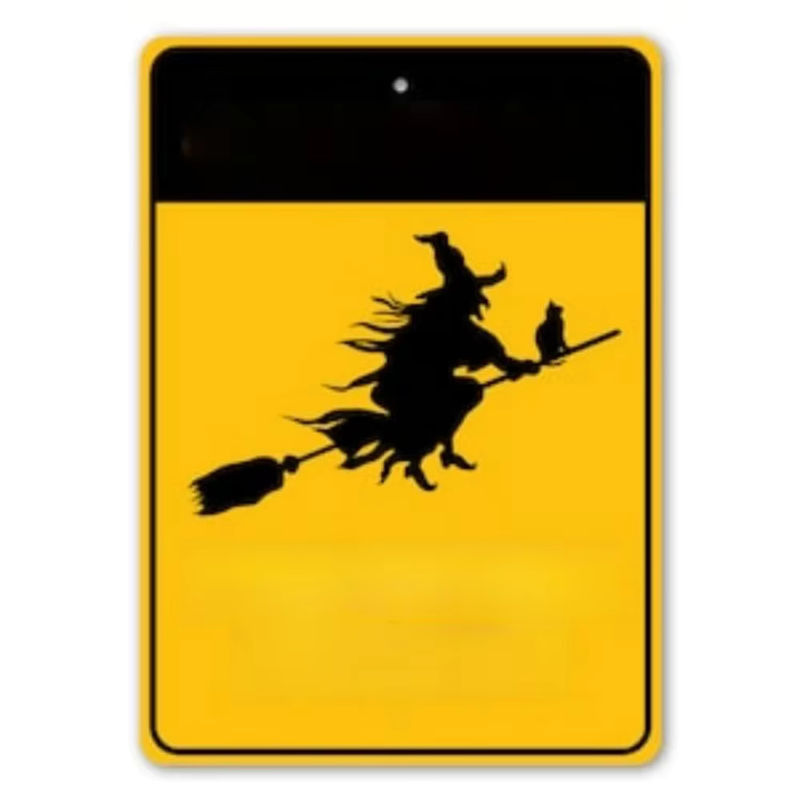 HELLOYOUNG Halloween Dekoration Fliegende Hexe aus Metall in Gelb Wandmontiert - Bild 4
