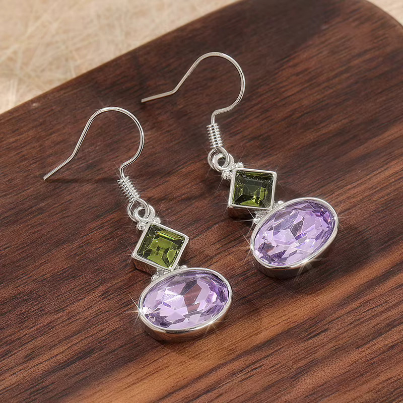 Ohrringe Amethyst, versilbert, Damen - Bild 3