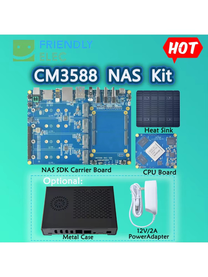 FriendlyELEC CM3588 / CM3588 Plus NAS Kit mit Rockchip RK3588 CPU, 2,5G, 4K/8K Unterstützung, Farbe: Blau - Bild 3
