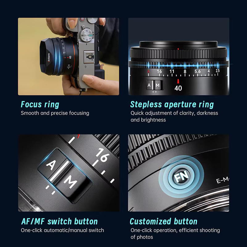 7artisans AF 40mm F2.5 Autofokus-Objektiv für Sony E-Mount, Schwarz - Bild 2