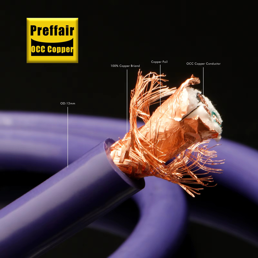 Preffair Hifi Einkristall-Kupfer Stromkabel OCC Kupfer Netzkabel C7 Figur 8 für audiophile Audio-Verlängerung - Bild 2