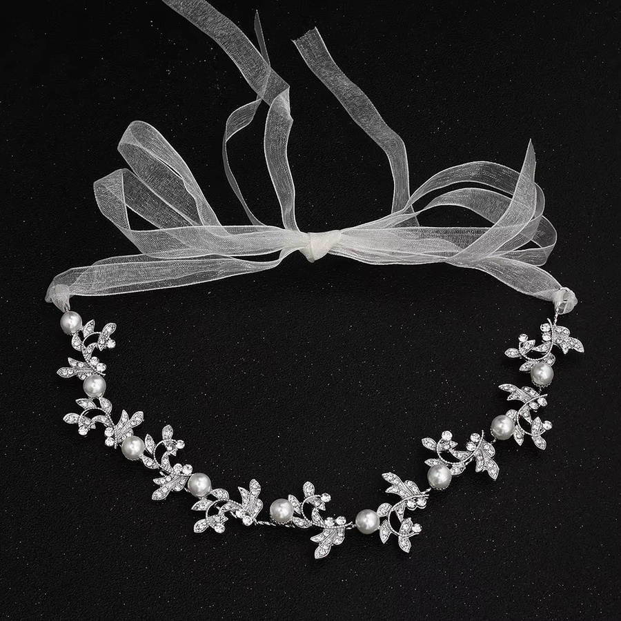 Haarband, Perlen und Strass, Blumen-Tiara - Bild 1