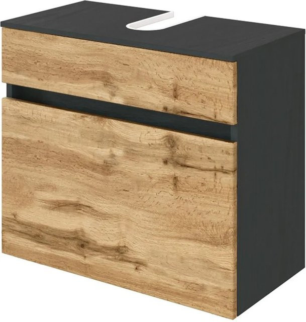Waschbeckenunterschrank Bari von Held Möbel in Wotaneiche-Graphitgrau, Breite: 60 cm, Höhe: 54 cm, Tiefe: 35 cm - Bild 1