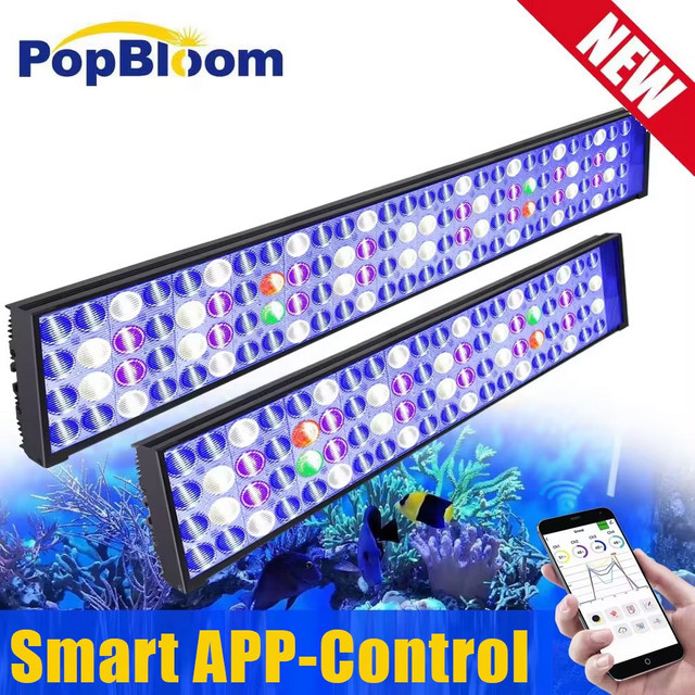 PopBloom WiFi LED Aquarium Licht Vollspektrum Marine Lampe für Riff und Korallen in Schwarz - Bild 1