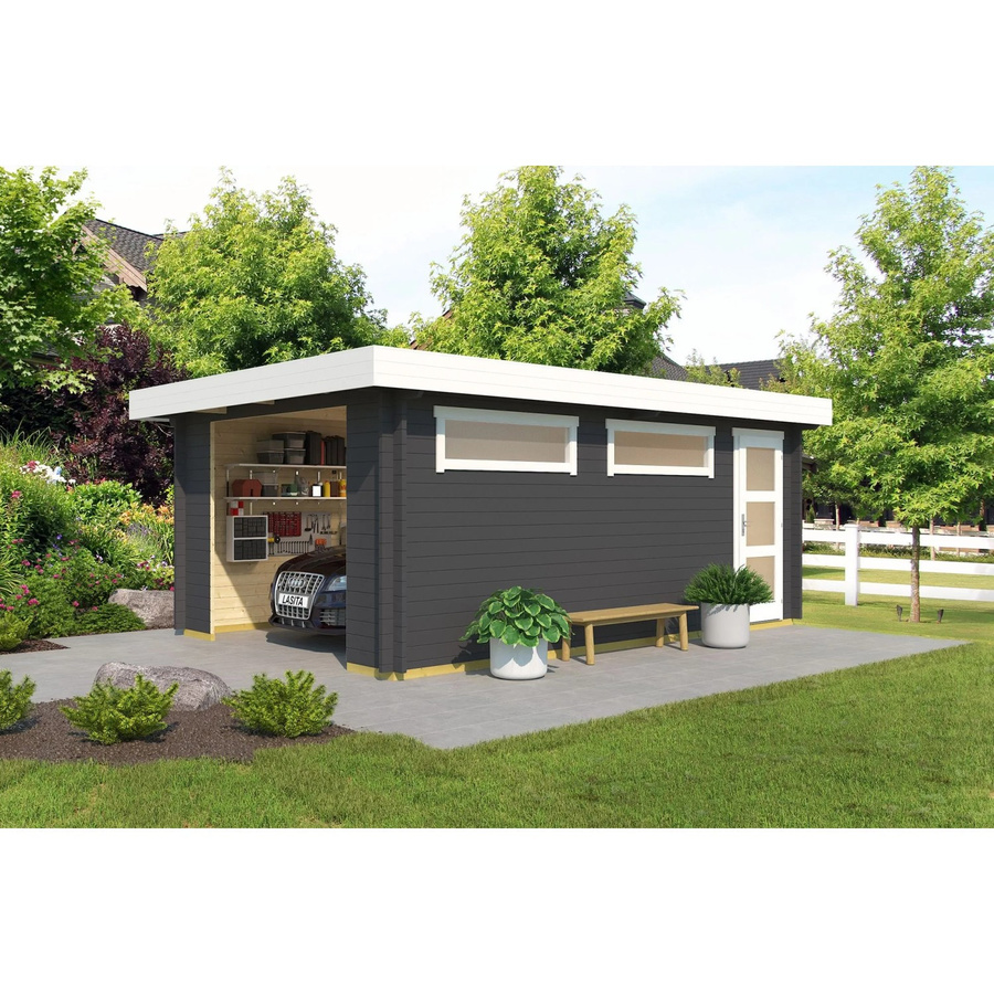 Blockgarage Lasita Maja Canberra aus Holz in Grau mit Außenmaß B: 422,7 cm x T: 600 cm - Bild 3