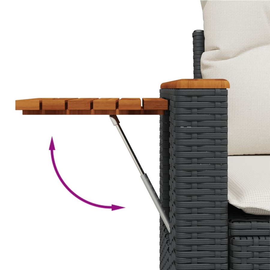 vidaXL 6-tlg. L-Shape Gartenmöbel-Set aus Polyrattan in Schwarz mit UV-beständigen Kissen - Bild 5