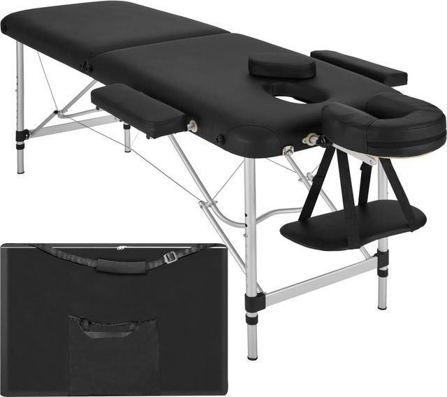 tectake 2 Zonen Massageliege mit Aluminiumgestell in Schwarz, B/T/H: 205 x 60 x 89 cm - Bild 2