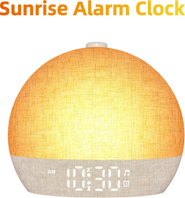 Leclstar Wake Up Lights Sonnenaufgangswecker mit dimmbarer Nachtlicht-Funktion, weißem Rauschen und 30 beruhigenden Geräuschen in Weiß - Bild 1