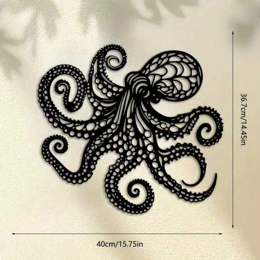 CIFBUY Wandkunst Oktopus aus schwarzem Metall im gotischen Stil für nautische Dekoration - Bild 2