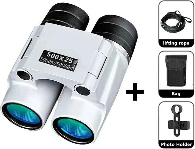 Binchi Outdoor Equipment Monokular YS-500x25 Hochleistungs-HD-Teleskop mit geringer Lichtstärke, wasserdichtes Mini-Fernglas in Schwarz und Silber - Bild 1