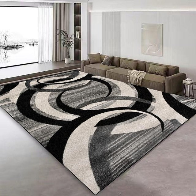 Karpetti Nordischer Abstrakter Teppich in Schwarz, Geometrisches Design, Rutschfest und Waschbar, B: 200 cm, T: 300 cm - Bild 1