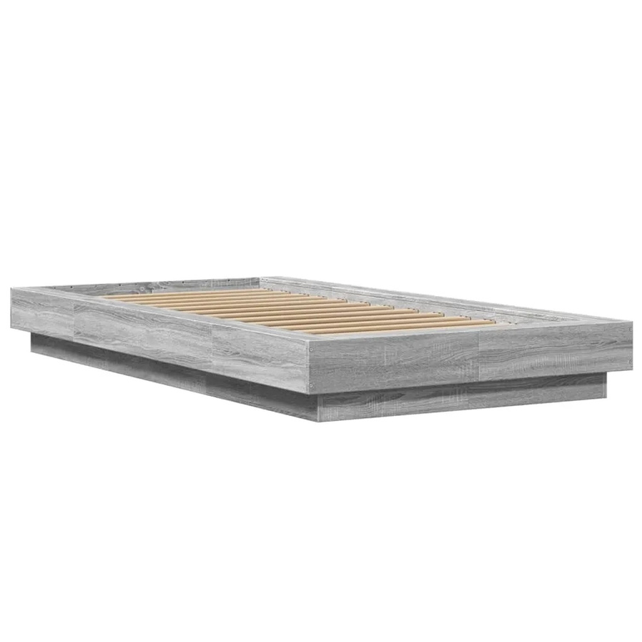 vidaXL Bettgestell mit LED-Beleuchtung und USB-Ladeport in Grau Sonoma, B/T/H: 90 x 190 x 110 cm - Bild 2
