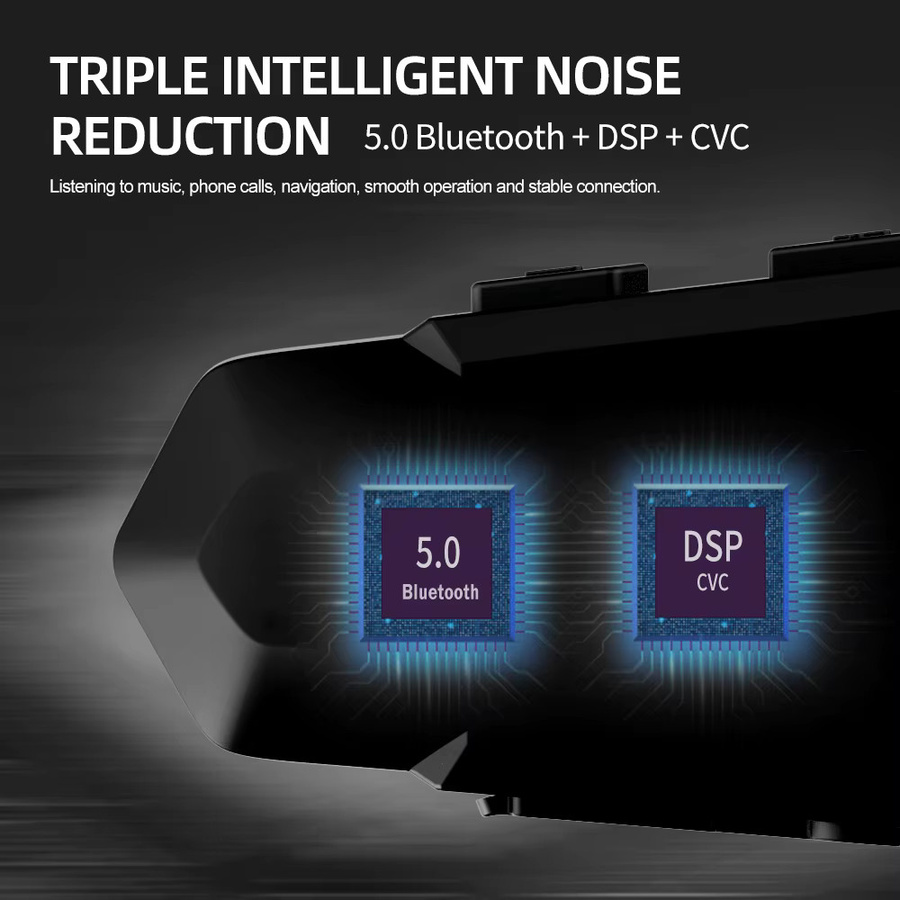 Kebidumei Bluetooth Intercom Headset für Motorradhelme in Schwarz mit 800 mAh Akku für 2 Fahrer - Bild 2