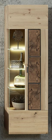Hängevitrine vito LAVADO in Artisan Eiche Nachbildung mit Glastüren und Soft-Close-Funktion, Braun, B: 60 cm, H: 52 cm, T: 37 cm