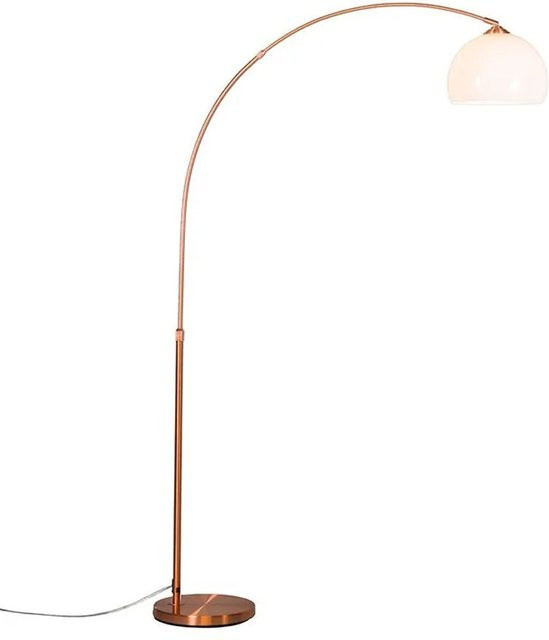 QAZQA Moderne Bogenlampe in Kupfer mit weißem Schirm, verstellbare Stehleuchte für das Wohnzimmer - Bild 1