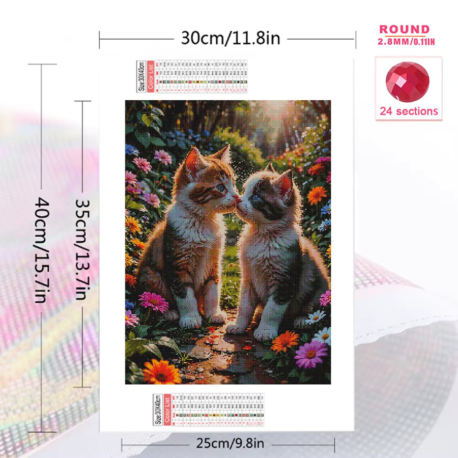 Evershine Diamant-Stickerei Katze als Wandkunst mit Strasssteinen, Multicolour, B/H: 30 x 30 cm - Bild 2