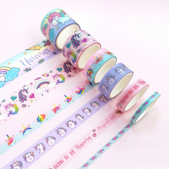 Kawaii Cartoon Einhorn Washi Tape in Multicolour für Scrapbooking und Journaling - Bild 1