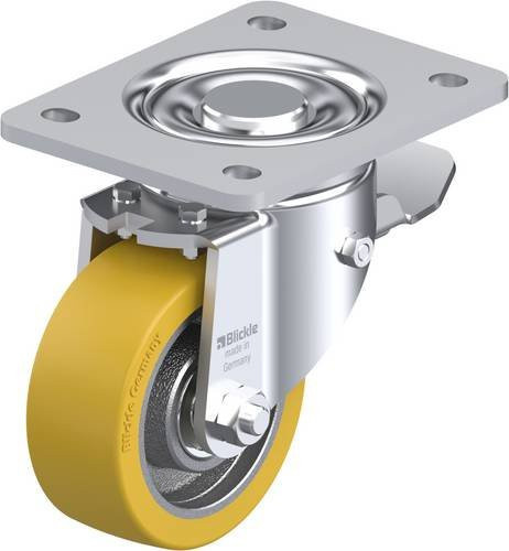 Blickle Lenkrolle LH-GTH 100K-3-ST mit Feststeller, Rad-Durchmesser: 100 mm, Tragfähigkeit: 450 kg, Farbe: Silber/Braun/Gelb - Bild 1