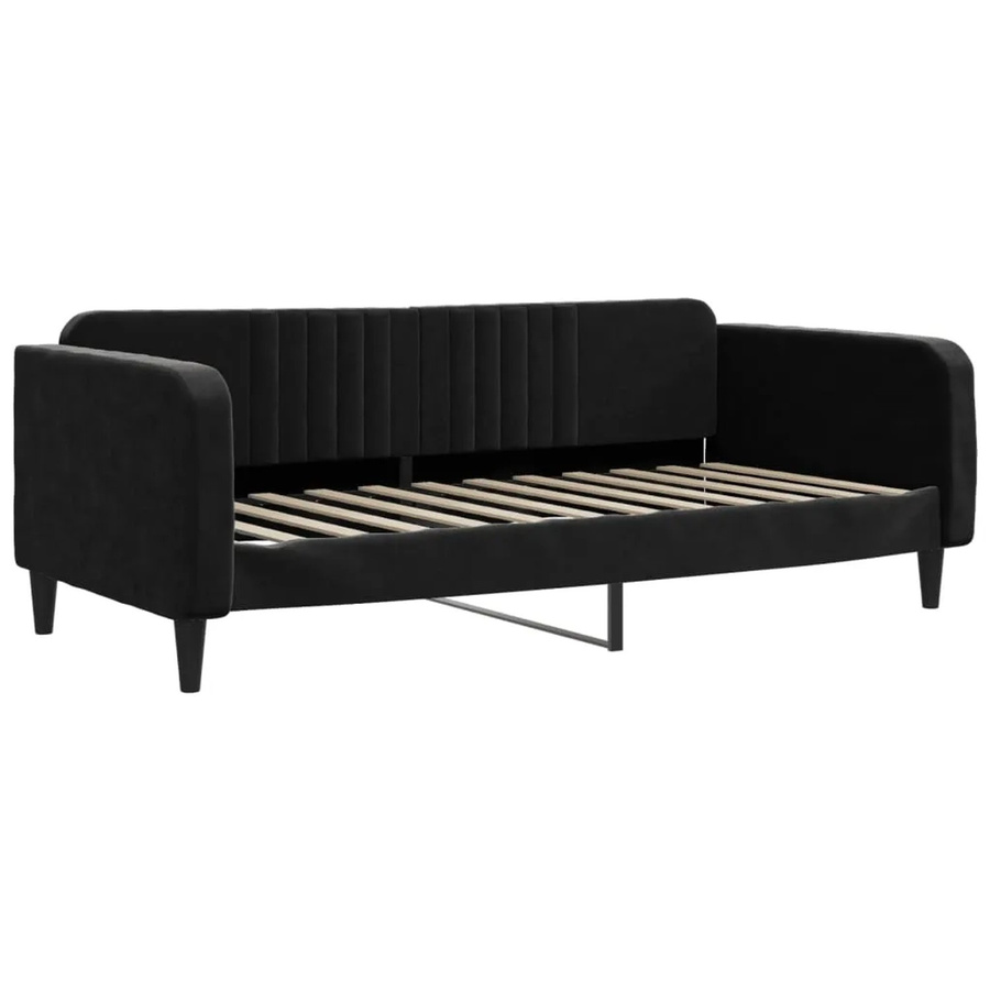 vidaXL Schlafsofa mit Schlaffunktion in Schwarz mit Samtbezug und Armlehnen B/T/H: 100 x 200 cm - Bild 2