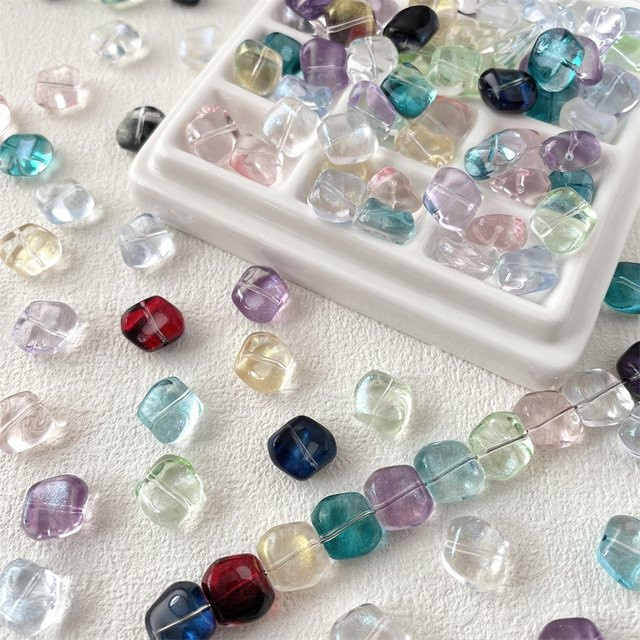 YoZuSmily Perlen Charms, 11mm, unregelmäßige quadratische Form, Kristall Glas - Bild 1