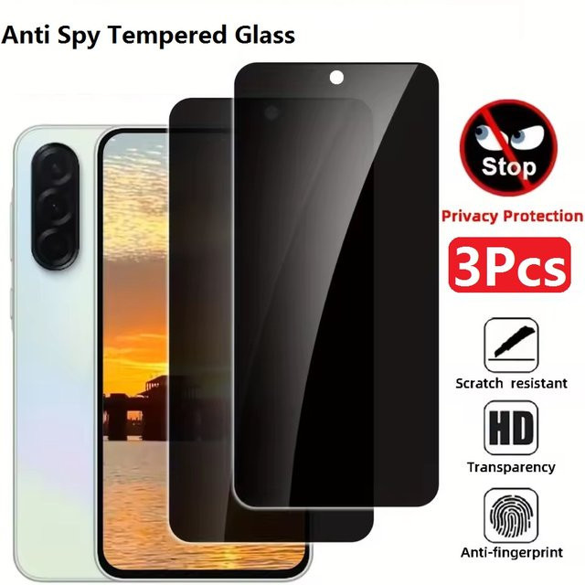 3er-Pack Anti-Spy Displayschutzfolie aus gehärtetem Glas für Samsung Galaxy A73 A52s A54 A34 A51 5G A56 A26 A36 A52 A55 in Transparent - Bild 1