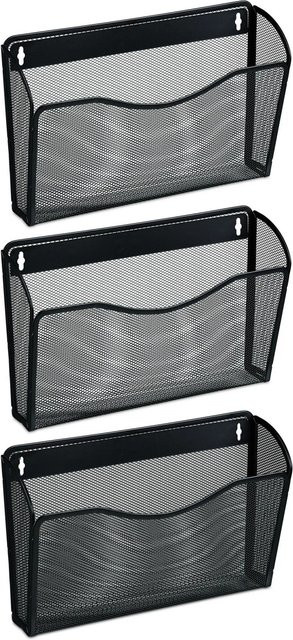 Relaxdays Zeitschriftenhalter Wand 3er Set aus Eisen in Schwarz im Mesh-Design - Bild 1