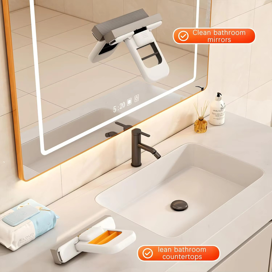 Batoom Handglasreiniger Mop in Weiß aus Baumwolle und Kunststoff für die Oberflächenreinigung in Küche, Badezimmer und auf Schreibtischen - Bild 3