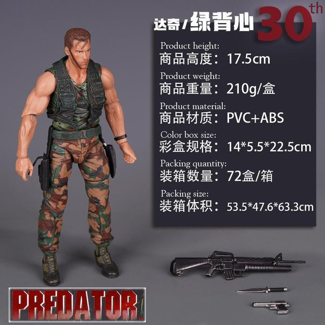NECA Predator Dutch Actionfigur, gray, Sammlermodell - Bild 1