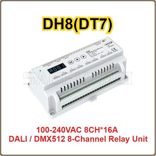 SKYDANCE DH8(DT7) 8-Kanal-Relaiseinheit DALI/DMX LED-Dimmtreiber mit Digitalanzeige, Weiß - Bild 1