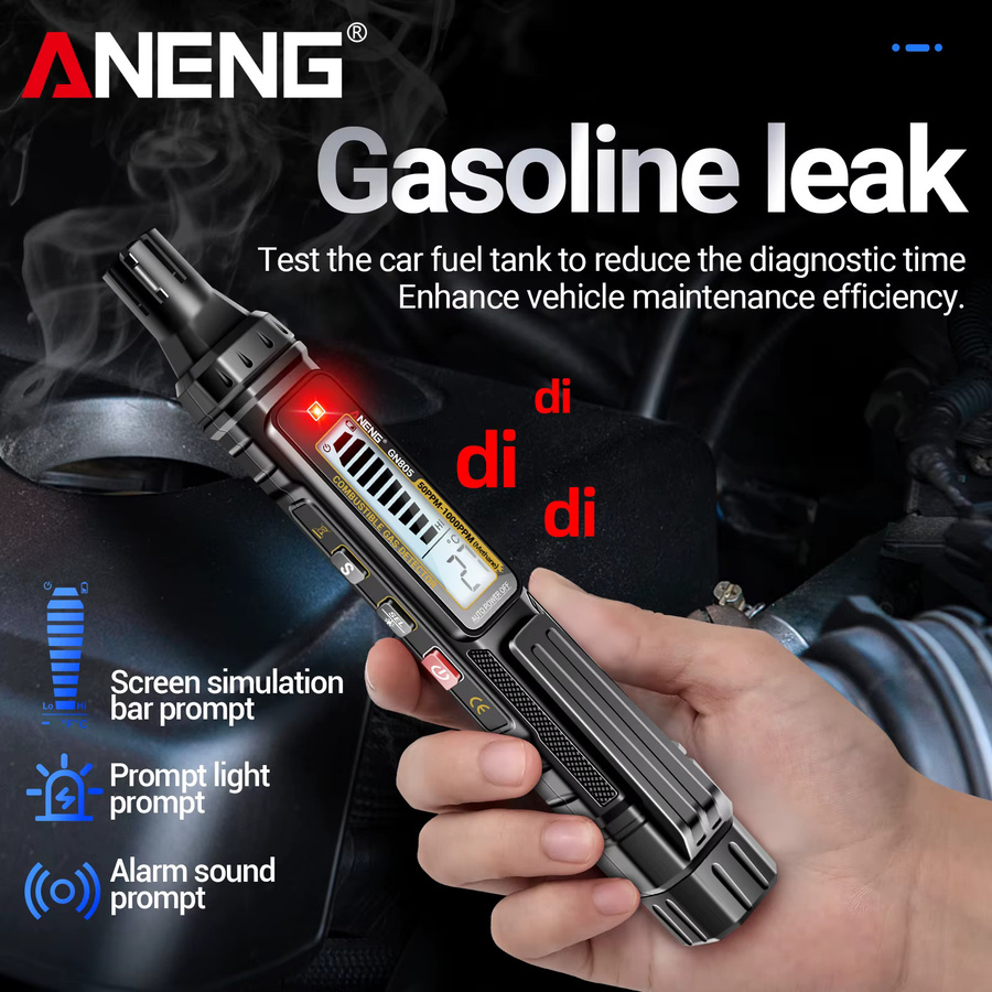 ANENG GN805 Tragbarer Gasdetektor in Schwarz mit Ton- und Lichtalarm und einstellbarer Empfindlichkeit für Auto und Zuhause - Bild 3