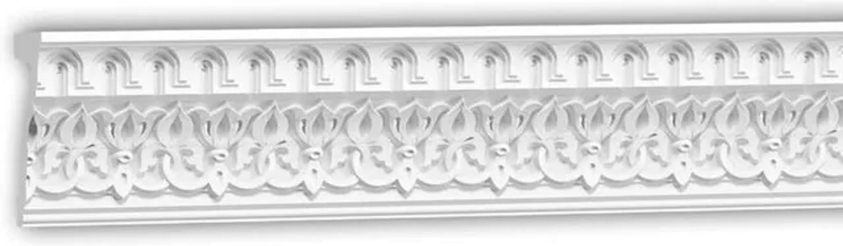 Profhome Decor Wandleiste Friesleiste Stuckleiste mit orientalischen Arabesken im marokkanischen Stil, Weiß, Länge: 2 m - Bild 1