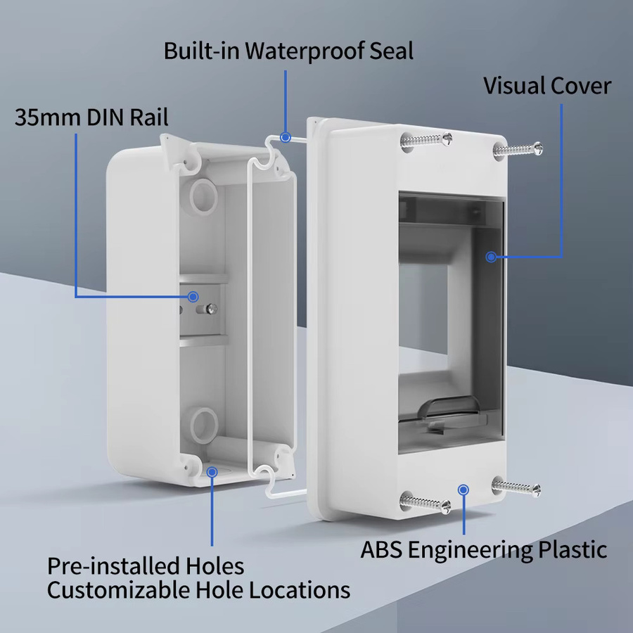 GTRIC Verteilerkasten HT-Serie Anschlusskasten 2/3-Wege aus Kunststoff, IP65 wasserdicht, mit Klemmen und DIN-Schiene für den Outdoor-Bereich - Bild 3