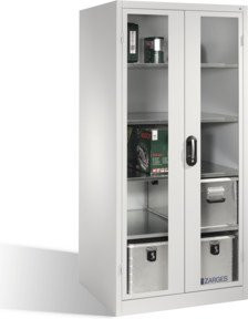C+P Werkzeugschrank XXL mit Sichtfenster-Drehtüren aus Acrylglas, Lichtgrau, H: 195,0 cm, B: 93,0 cm, T: 80,0 cm - Bild 1