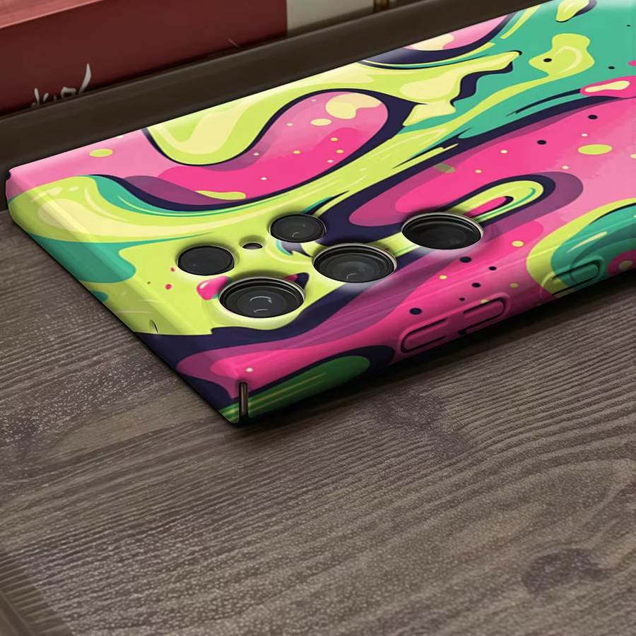 Neon Pink Slime Swirls Handyhülle für Samsung Galaxy S25 Ultra, S24 und S23 Ultra Plus mit glänzender doppellagiger Rückseite in Pink und Multicolour - Bild 4