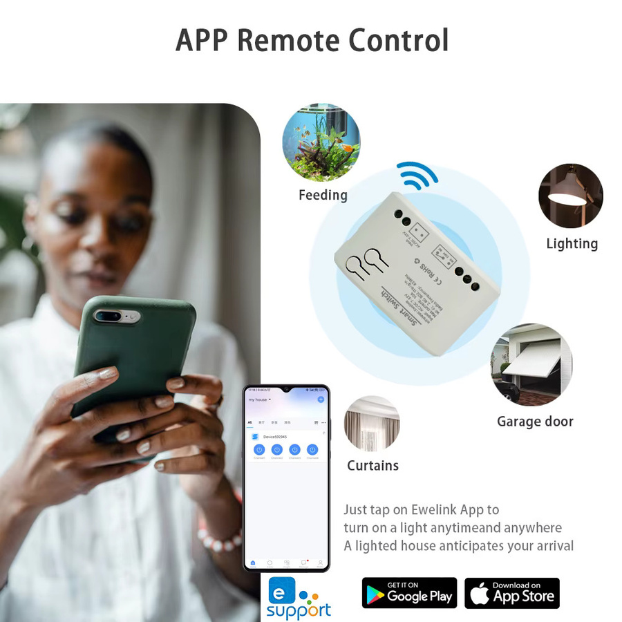 Ewelink RF433 Wifi Tipp Relais Automatisierungsmodul in Weiß zur Steuerung von Tor, Warmwasserbereiter und Beleuchtung mit Alexa und Google Home Unterstützung - Bild 2