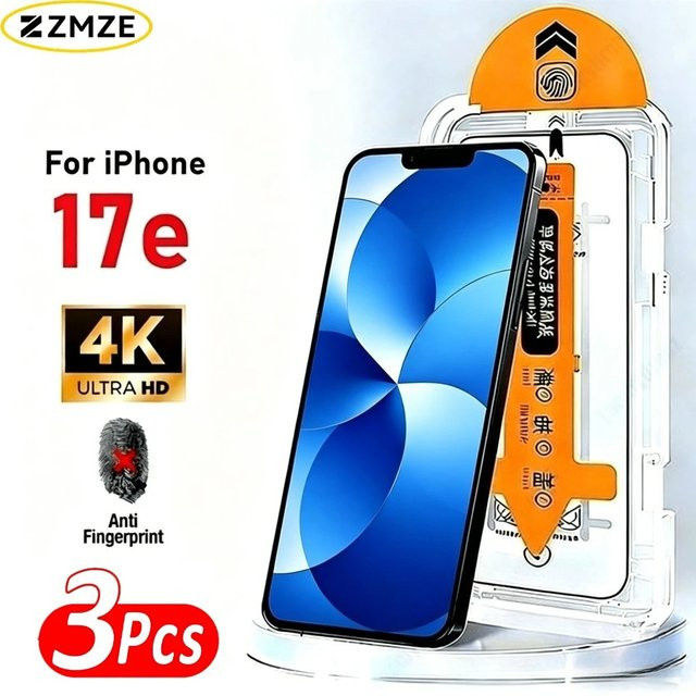 SnakeGlass 3er-Pack Hochtransparente Displayschutzfolie aus Glas für iPhone 17 16 15 Pro Max 16e 17e Air 14 13 12 11 Pro 15 14 Plus mit Ein-Klick-Installation - Bild 1