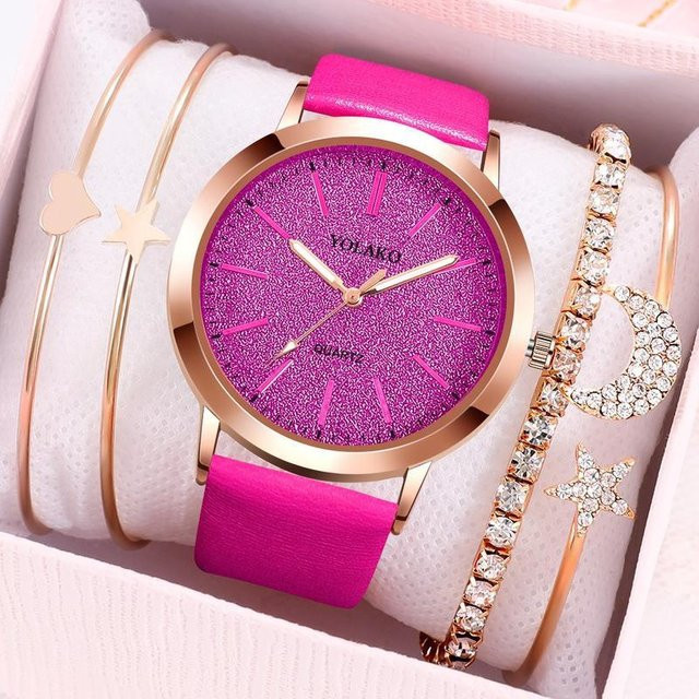 watchesporsche Damenuhrenset, Quarzuhr, Lederarmband, Roségold, 39 mm - Bild 1