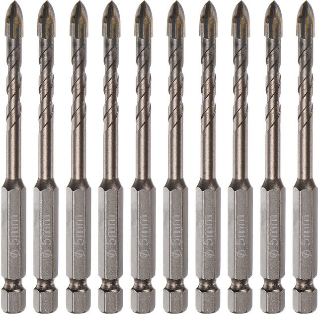 UXCELL Mauerwerkbohrer Set aus Titan, 10 Stück, Farbe Silber, Durchmesser: 3 mm, 4 mm, 5 mm, 6 mm, 7 mm, 8 mm, mit Sechskantschaft für Beton - Bild 1