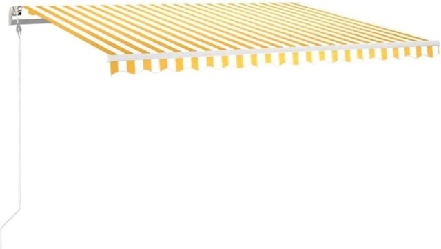 vidaXL Automatische Markise mit LED Windsensor und Fernbedienung, B/T: 400 x 300 cm, Gelb-Weiß - Bild 1